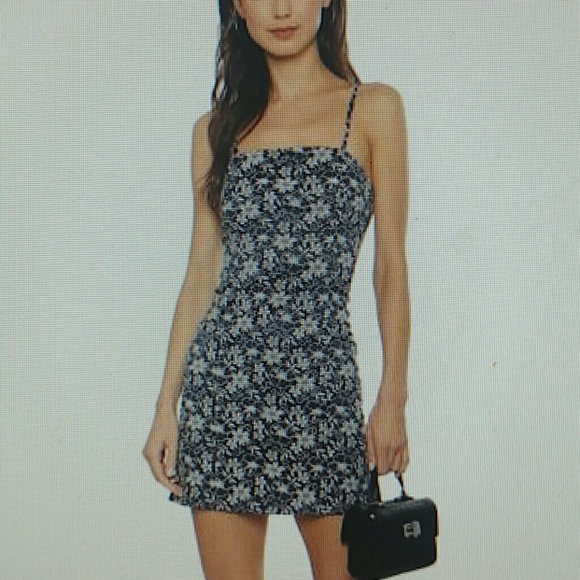 Navy floral silky mini  dress - Picture 5 of 5